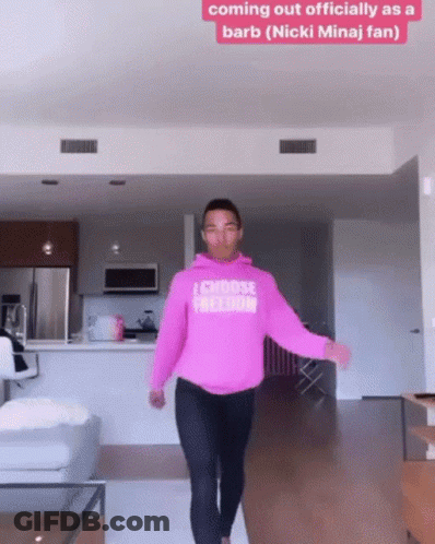 Man In Pink Hoodie Saying Choose Freedom Walking GIF