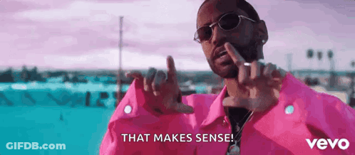 Man In Pink Jacket Sunglasses Says That Makes Sense GIF