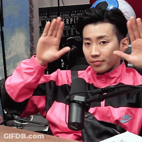 Man In Pink Nike Jacket Waving Hands GIF
