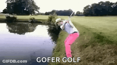 Man In Pink Pants Swinging Golf Club GIF