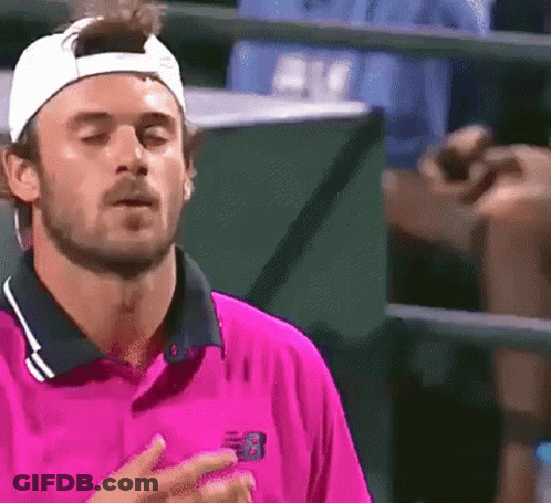 Man In Pink Shirt And Hat With Letter B GIF