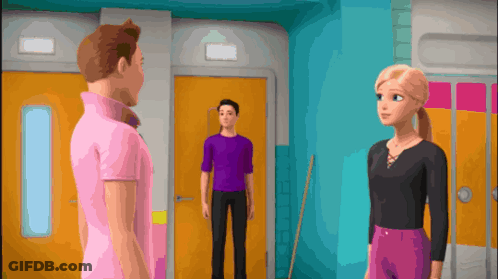 Man In Pink Shirt And Woman In Black Top GIF