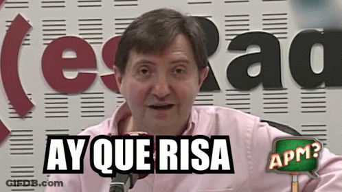 Man In Pink Shirt Ay Que Risa Sign GIF