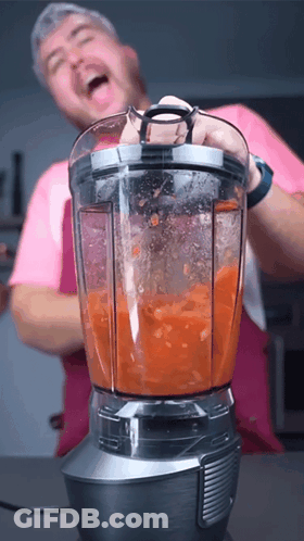 Man In Pink Shirt Blending Smoothie GIF