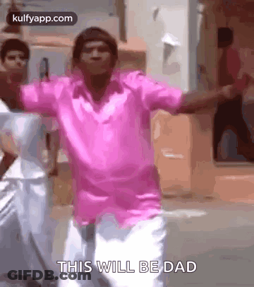 Man In Pink Shirt Dancing Saying This Will Be Dad GIF