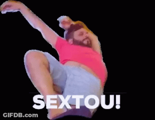 Man In Pink Shirt Jumping Sextout GIF