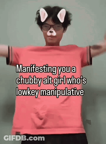 Man In Pink Shirt Manifesting You A Chubby Alt Girl Who's Low Key Manipulative GIF