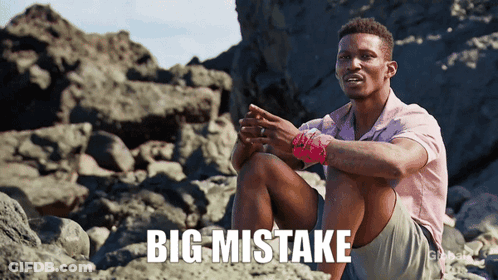 Man In Pink Shirt Saying Big Mistake GIF