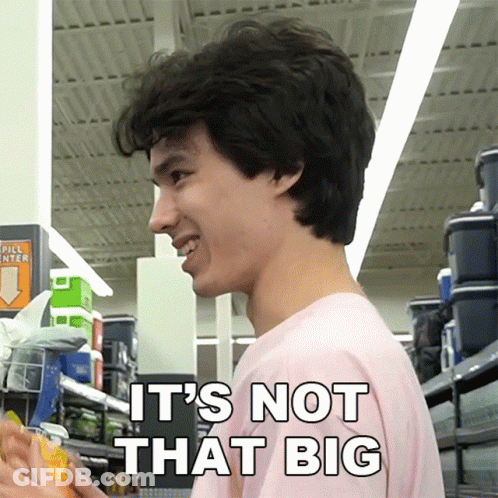 Man In Pink Shirt Says It's Not That Big In Store GIF
