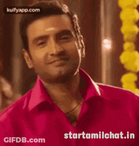 Man In Pink Shirt Smiling Starttamilchat.in GIF