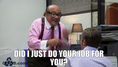 Man In Pink Shirt Talking To Another Man In Office GIF