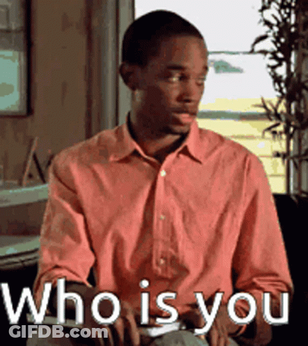 Man In Pink Shirt With Who Is You GIF