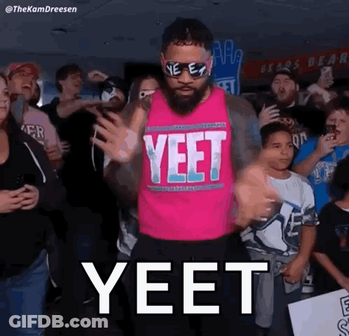 Man In Pink Yeet Shirt GIF