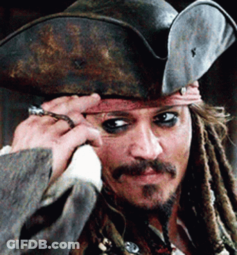 Man In Pirate Costume At Computer GIF