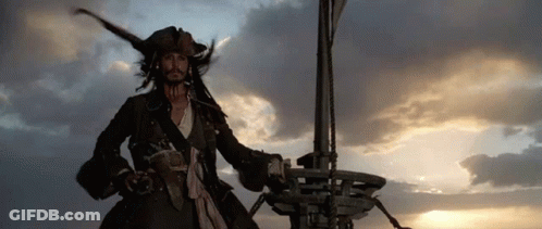 Man In Pirate Costume At Sunset GIF