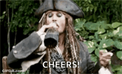Man In Pirate Costume Drinking Cheers GIF