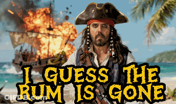 Man In Pirate Costume Holding Gun Saying I Guess The Rum Is Gone GIF