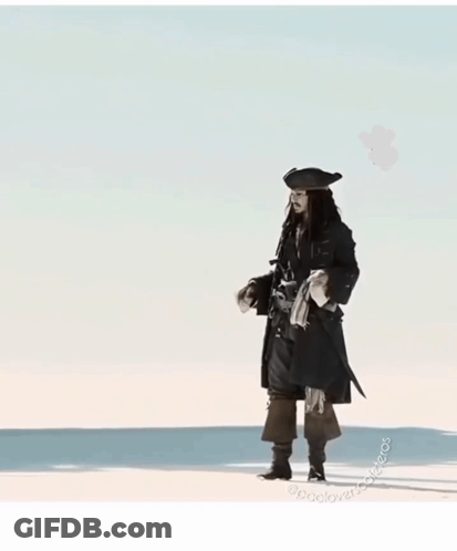 Man In Pirate Costume On Beach GIF