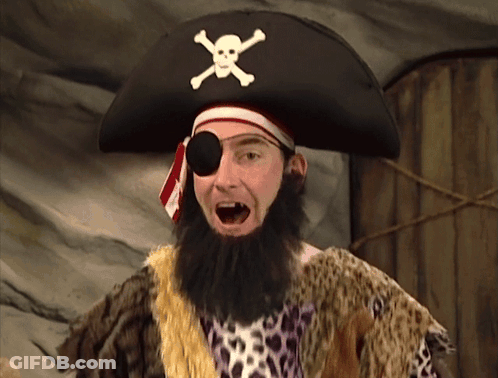 Man In Pirate Costume With Skull Hat GIF
