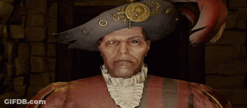 Man In Pirate Hat And Ruffled Collar GIF