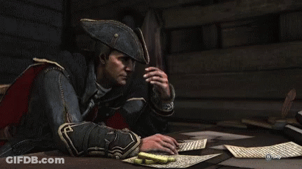 Man In Pirate Hat Lying On Table Saying B GIF