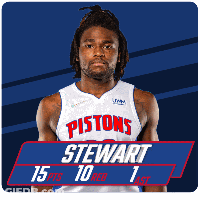 Man In Pistons Stewart Jersey GIF