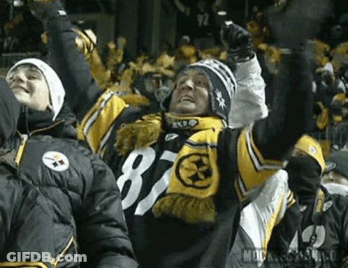 Man In Pittsburgh Steelers Jersey Cheering GIF