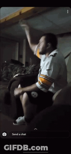 Man In Pittsburgh Steelers Jersey Sitting On Couch GIF