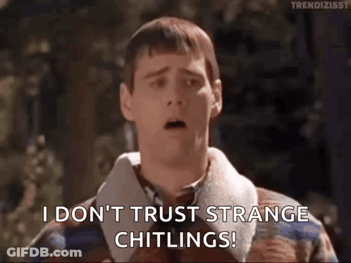 Man In Plaid Jacket Says I Don't Trust Strange Chitlings GIF