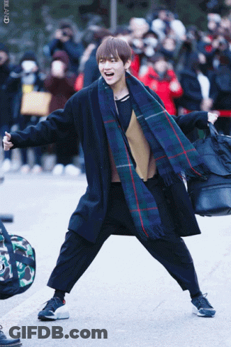Man In Plaid Scarf And Black Coat GIF
