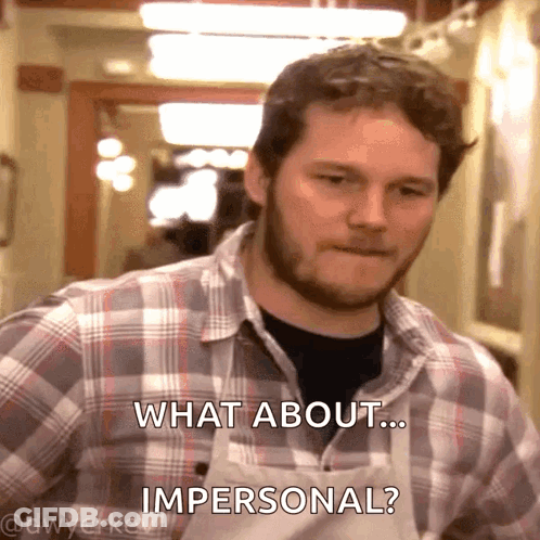 Man In Plaid Shirt And Apron Says What About Impersonal GIF