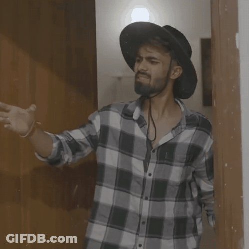 Man In Plaid Shirt And Hat Saying Arey Yaar GIF