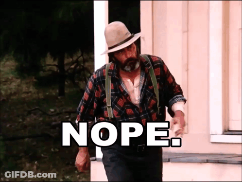 Man In Plaid Shirt And Suspenders With Nope GIF