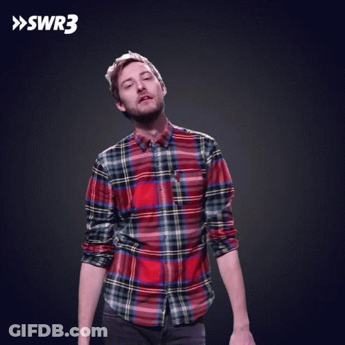 Man In Plaid Shirt And SWR3 Logo GIF