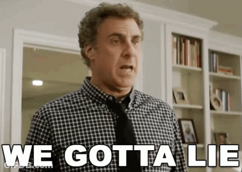 Man In Plaid Shirt And Tie Saying We Gotta Lie GIF