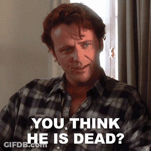 Man In Plaid Shirt Asks If He Is Dead GIF