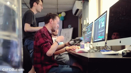 Man In Plaid Shirt At Apple Computer GIF