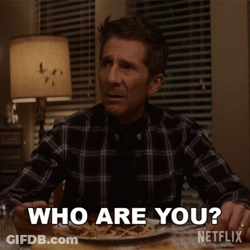 Man In Plaid Shirt At Table With Food Saying Who Are You GIF