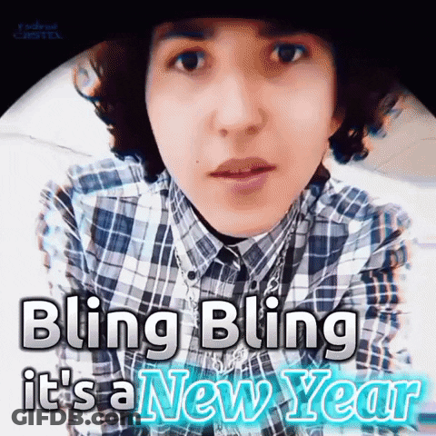 Man In Plaid Shirt Bling Bling It's A New Year GIF