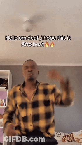 Man In Plaid Shirt Dancing Says Hello Um Deaf I Hope This Is Afro Beat GIF