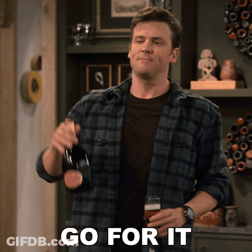 Man In Plaid Shirt Holding Beer And Wine Saying Go For It GIF