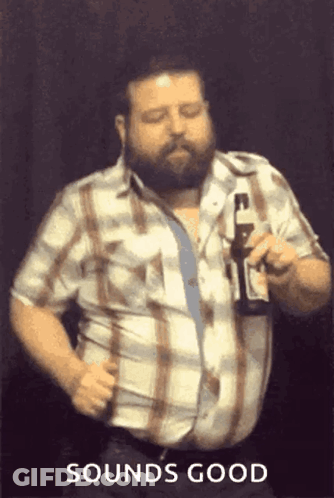 Man In Plaid Shirt Holding Beer Saying Sounds Good GIF