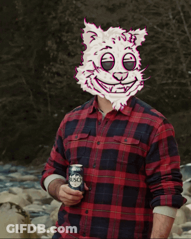 Man In Plaid Shirt Holding Busch GIF