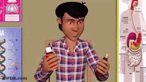 Man In Plaid Shirt Holding Cough Syrup GIF