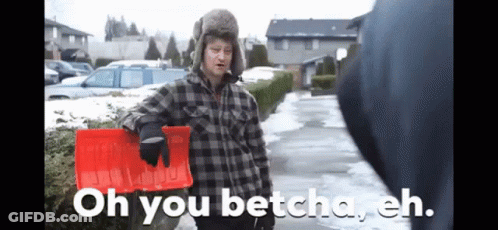 Man In Plaid Shirt Holding Red Box Oh You Betcha Eh GIF