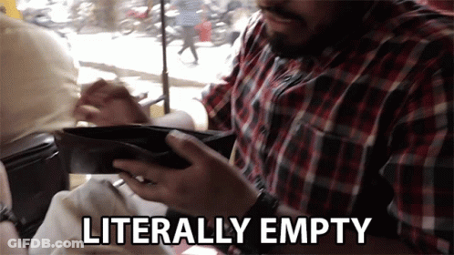 Man In Plaid Shirt Holding Wallet Saying Literally Empty GIF
