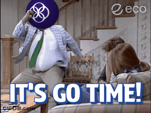 Man In Plaid Shirt Jumping With Go Time GIF