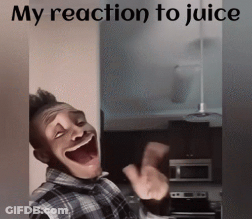 Man In Plaid Shirt Making Funny Face Saying My Reaction To Juice GIF