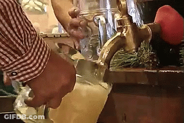 Man In Plaid Shirt Pouring Beer GIF
