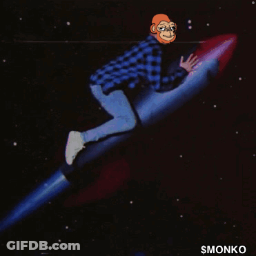 Man In Plaid Shirt Riding Rocket With Chimp GIF